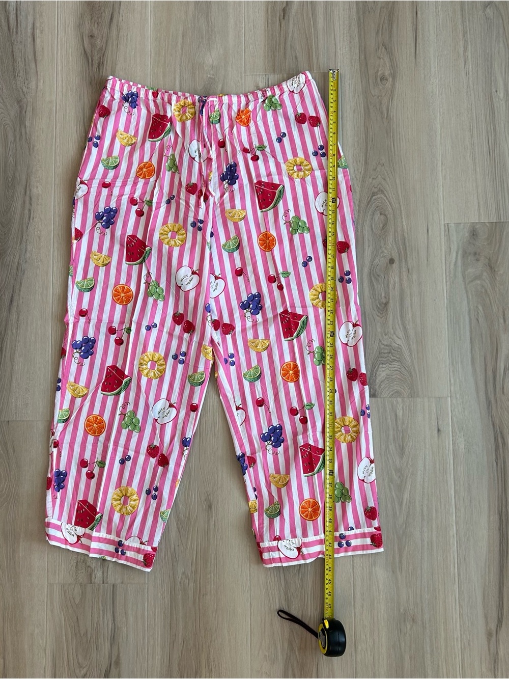 Nick & Nora Sleepwear Pink & White Striped Fruit Pajama Set Size XXL 100% Cotton - Picture 7 of 9